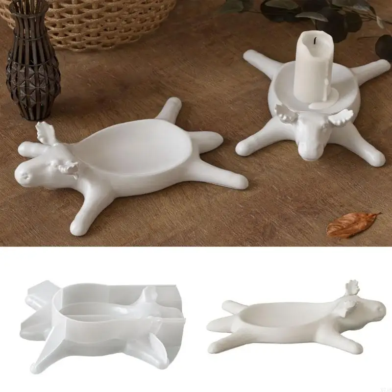 Easy Release Silicone Mold for Crafting Holder Lying Cow Shaped Gypsum Candlestick Base Mold Jewelry Making Tool