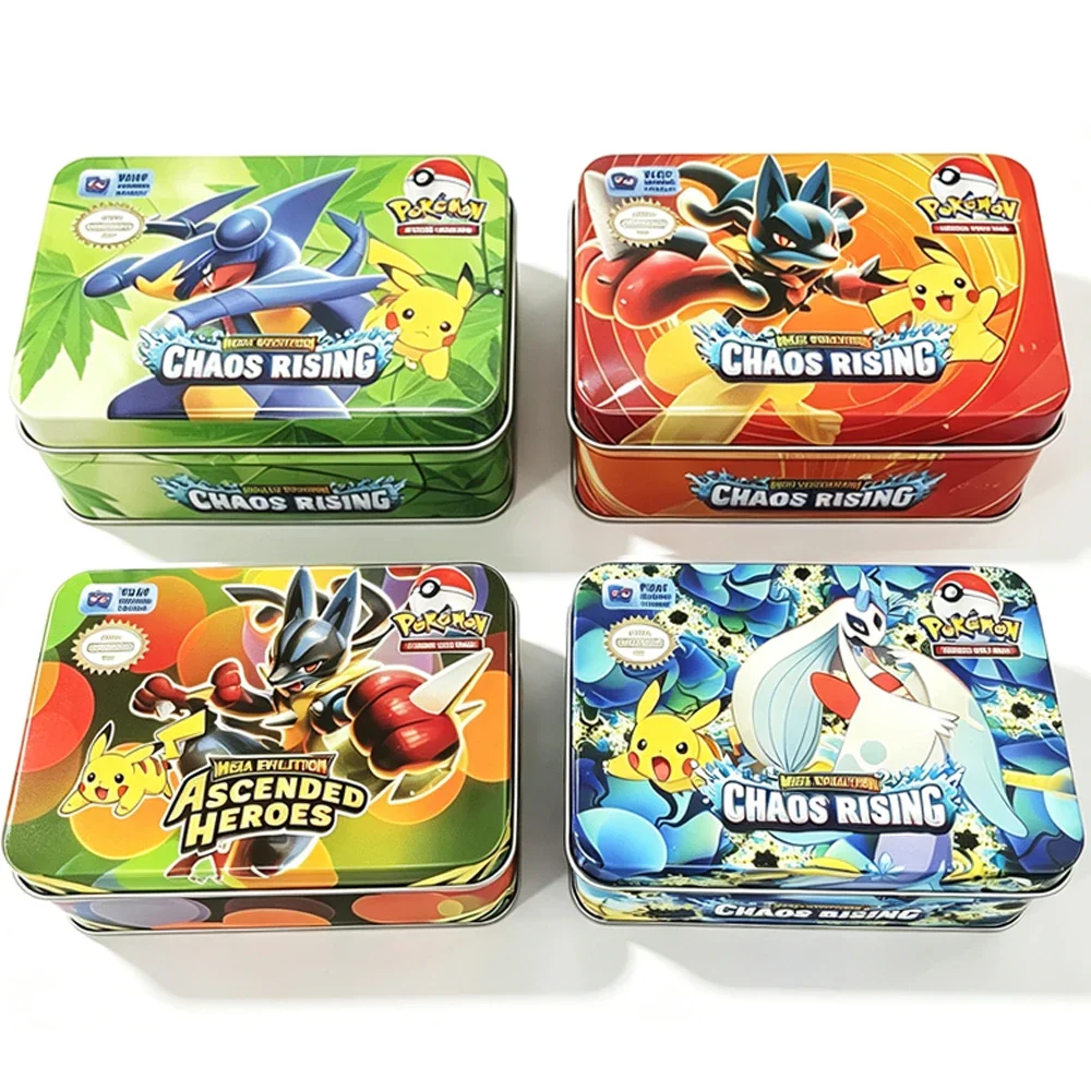 Coffret de boîtes en métal pour cartes Pokémon, 42 pièces, Black Bolt, White Flare, Évolution Mega, version espagnole et anglaise, pour collection, cadeau, jouet pour enfants