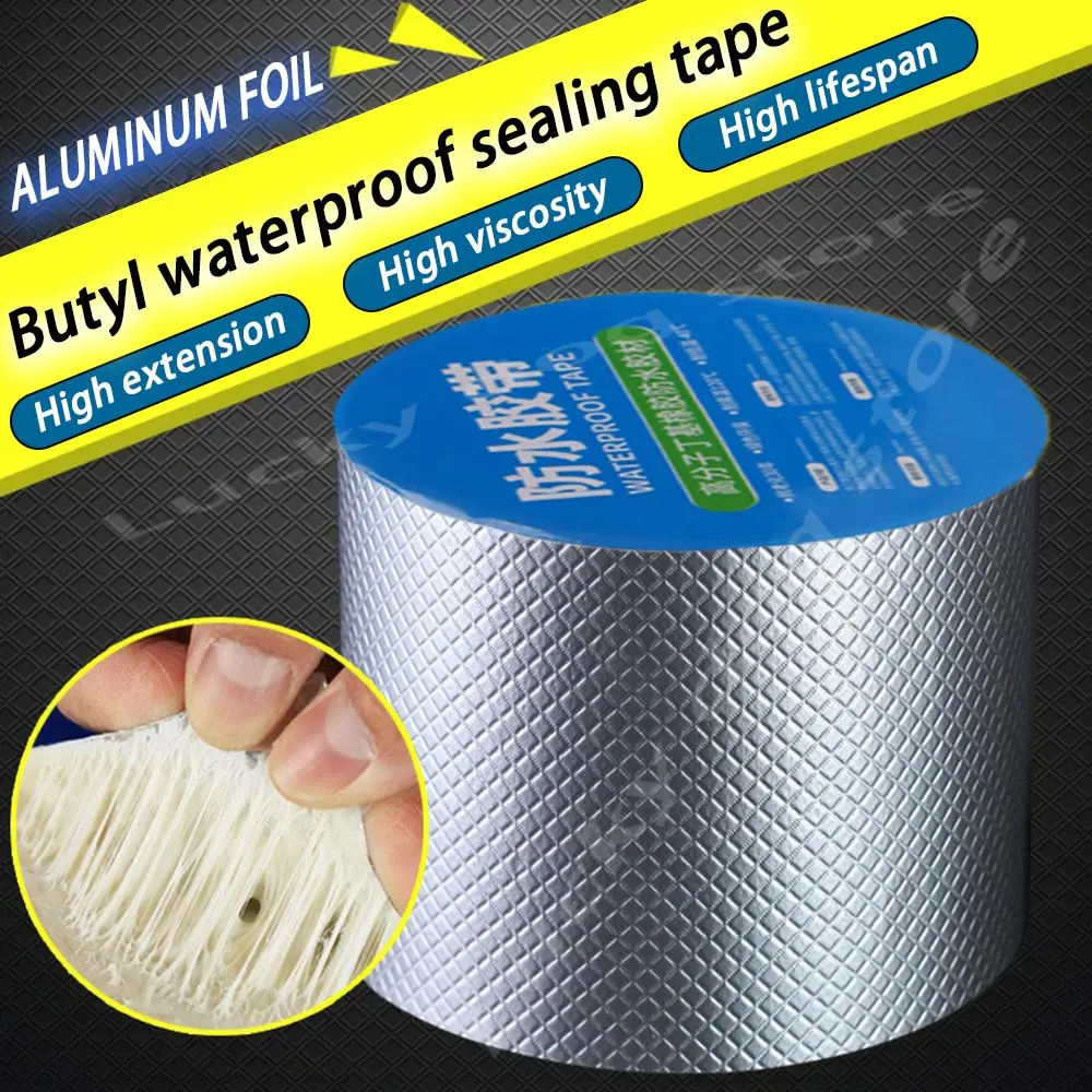 Butyl waterproof sealing aluminum foil tape is used for RV repair, roof sealing, pipeline leakage, glass, ships, and windows