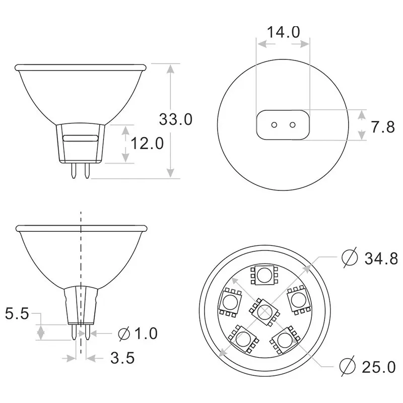 MR 11 Led Spot Bulb 6led of 5050smd 24V 12V  Boat Bulb Work Under Low Voltage 1W super bright 1pcs/lot