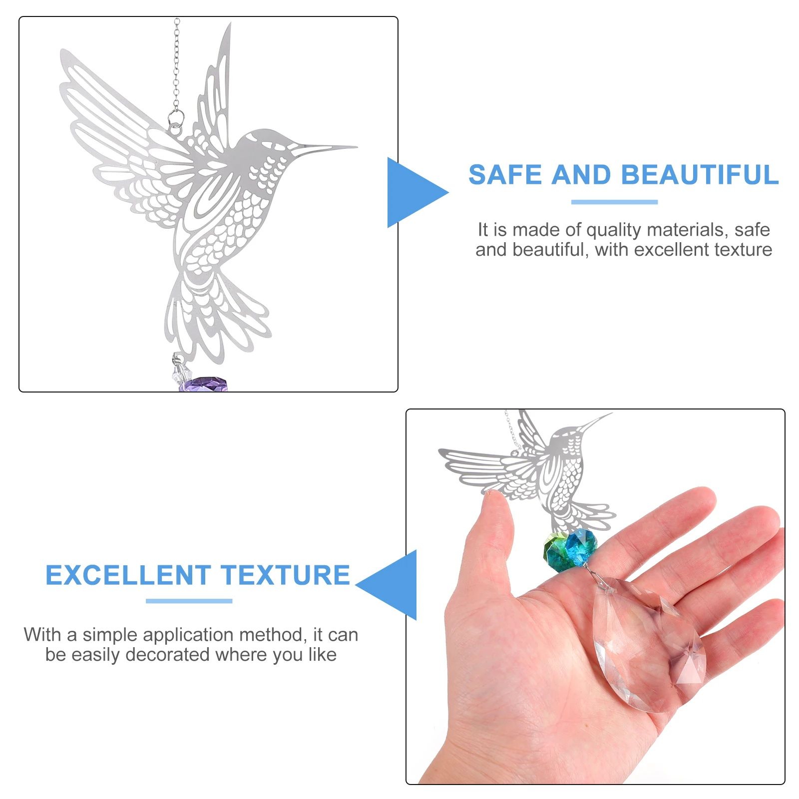 

2Pcs Crystal Pendants Hummingbird Unique Design Durable Home Decoration Hanging Ornaments Creative Accent Crystal Pendant