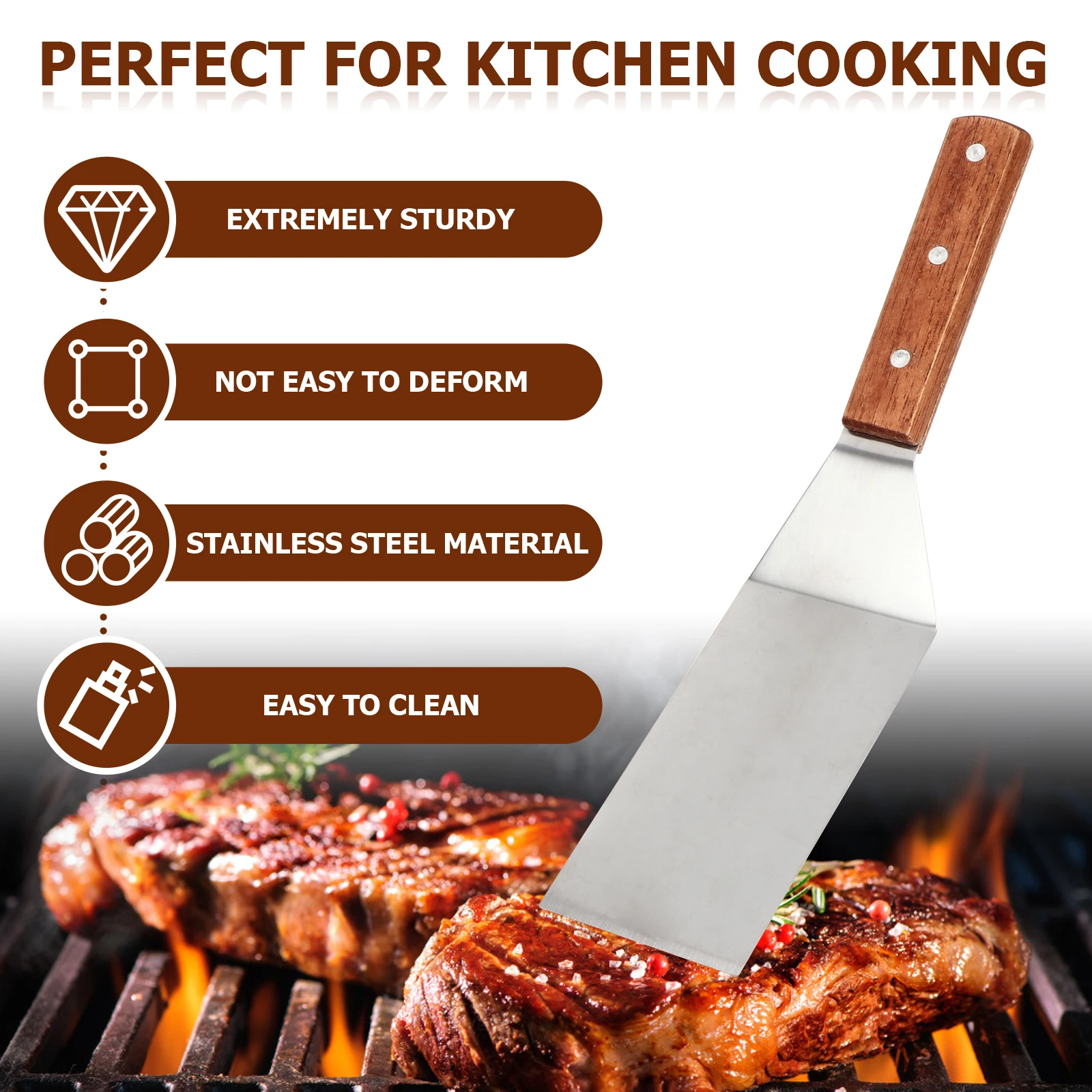 

1Set Stainless Steel Bbq Tools Set Durable Lightweight Bbq Griddle Utensils Kit Outdoor Cooking Shovel Accessories