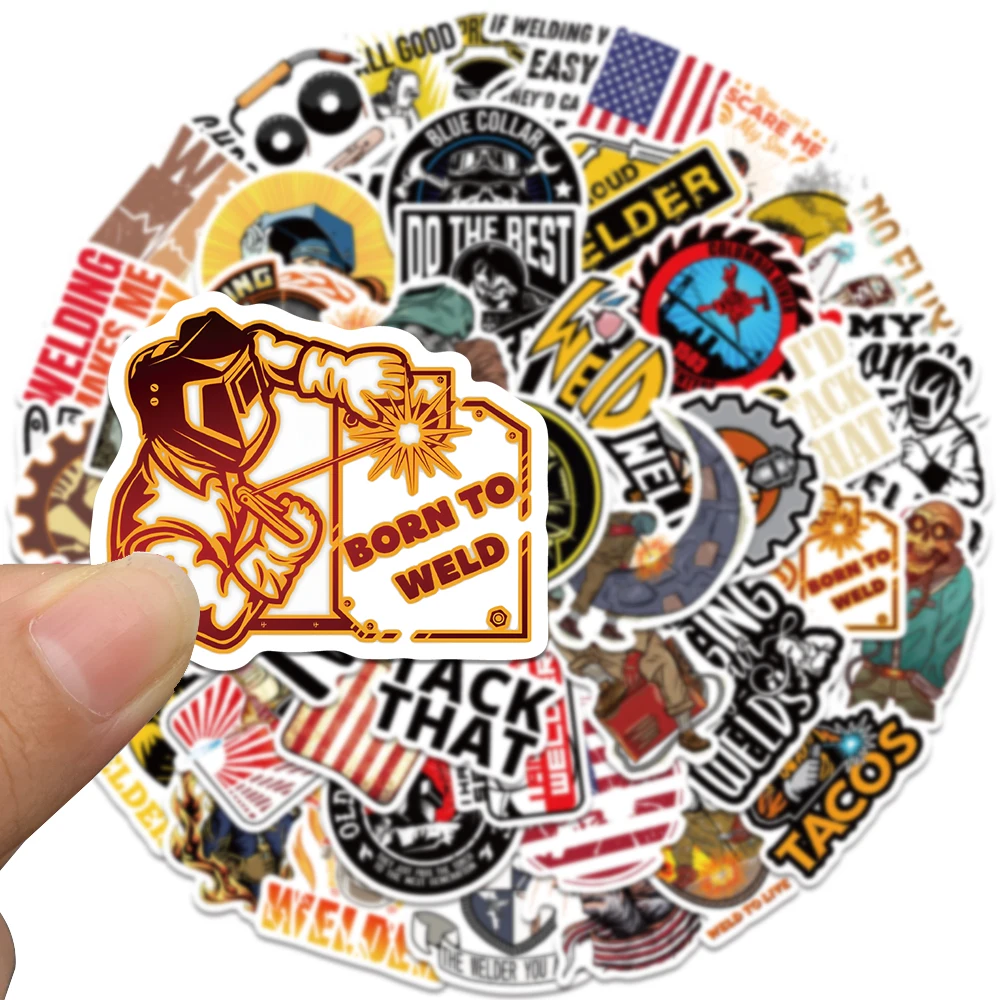 50pcs Cool Cartoon Welder Stickers For Laptop Water Bottle Luggage Notebook Waterproof Graffiti Vinyl Phone Decals