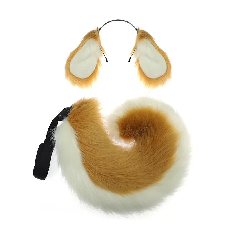 Fascia per capelli con orecchie di coniglio in peluche con coda soffice, orecchie lunghe cadenti per cosplay Anime Lolita Giochi di ruolo Puntelli per foto di feste