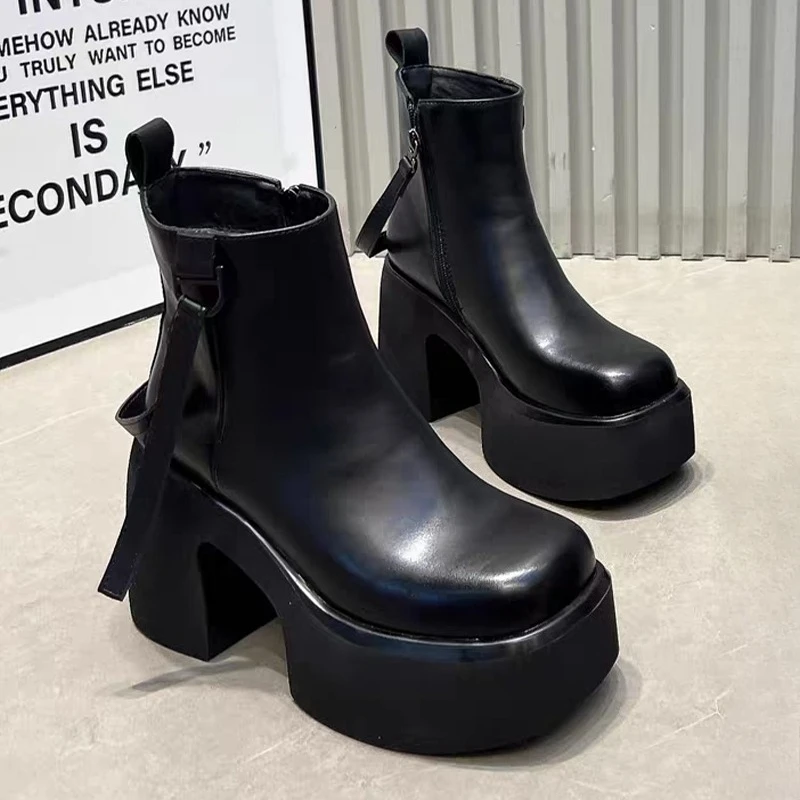 

High Heels Women's Boots Platform Fashion Dress Shoes Chunky Designer Winter Ankle Boots 2025 New Luxury Mujer Chelsea Botas