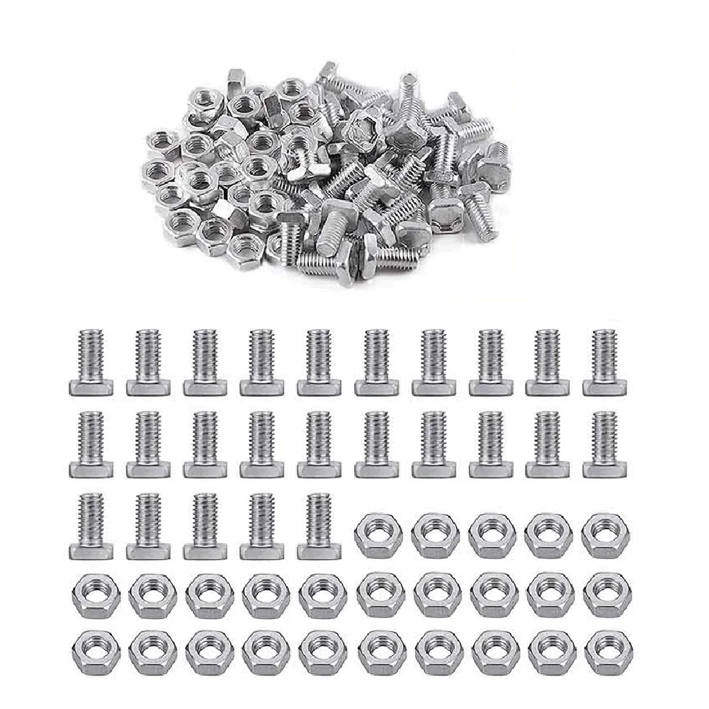 50 Sets Greenhouse Nuts & Bolts Cropped Head Aluminium Nuts Bolts for Glasshouse Building Repairing Waterproof Universal