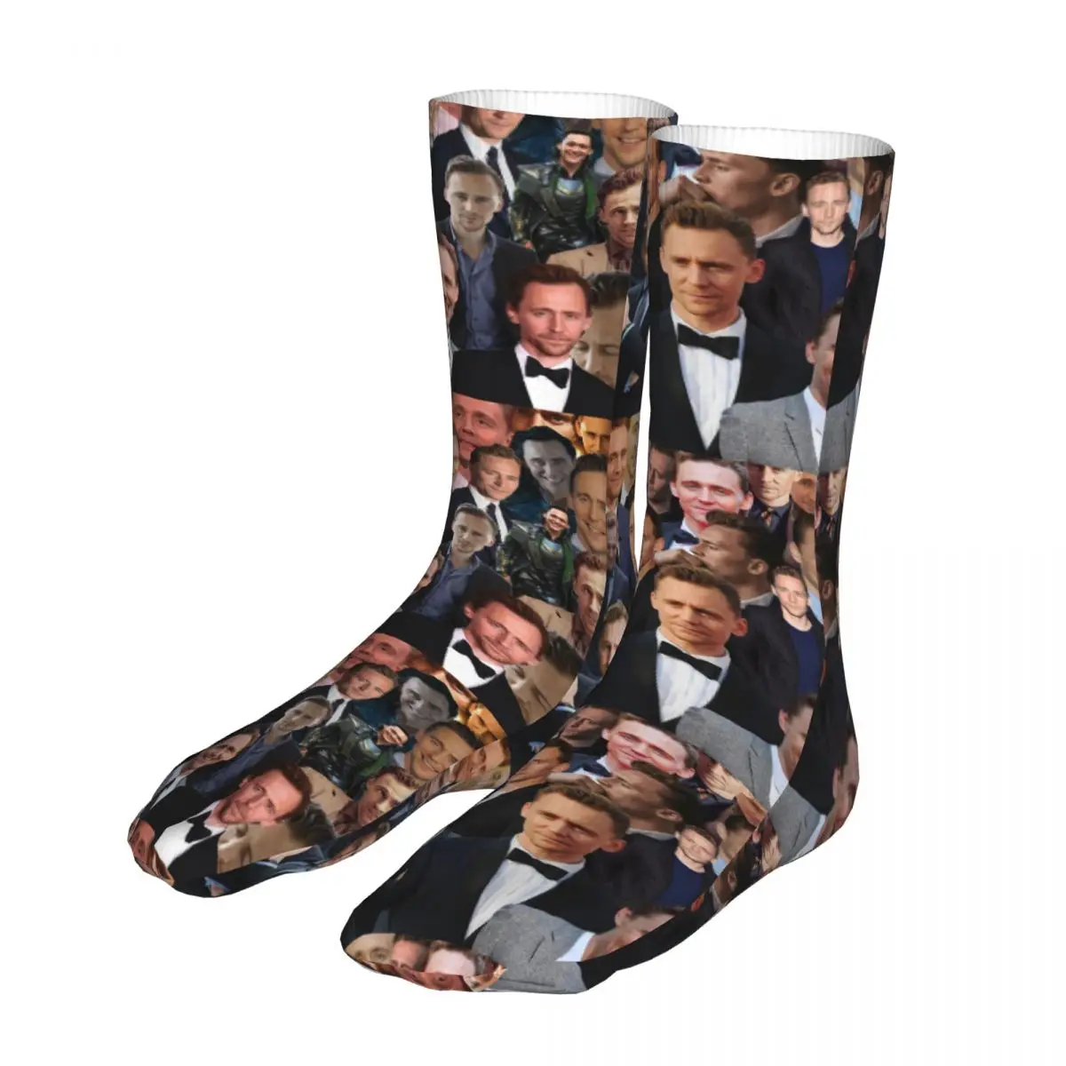 

Happy Funny Socks Male Mens Women Novelty Tom Hiddleston Collage Socks Actor Graphic Sock Spring Summer Autumn Winter