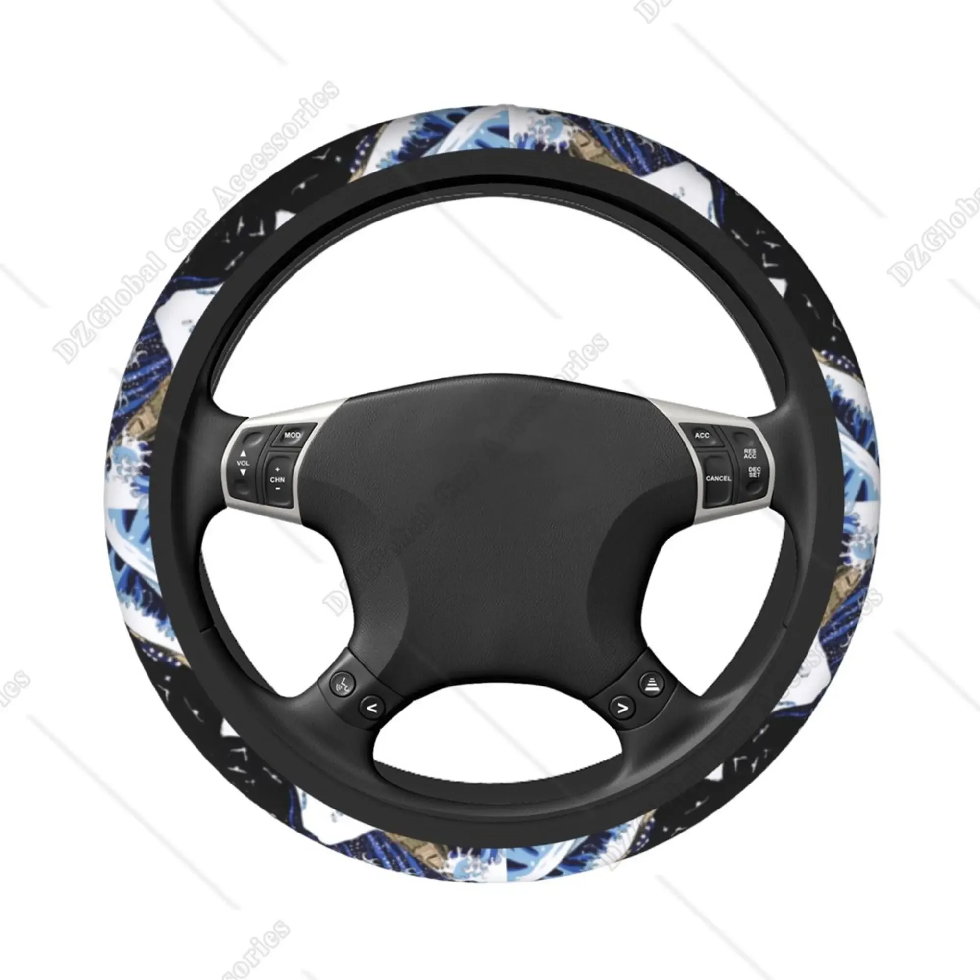 Coprivolante per Auto per ragazze donne 15 pollici Black Sea Wave interni accessori Auto decorazioni copriruota estetici