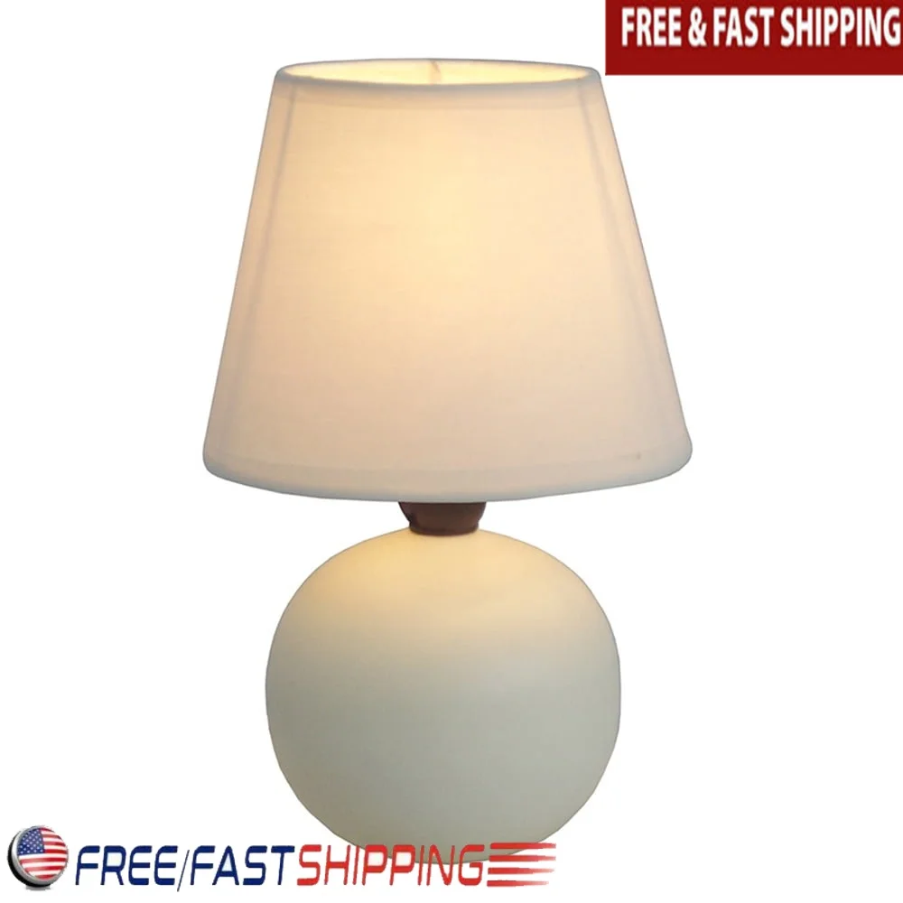 

Ceramic Globe Table Lamp with Fabric Shade Living Room Bedroom Office Kids Room Dorm 1 Light Rotary Switch