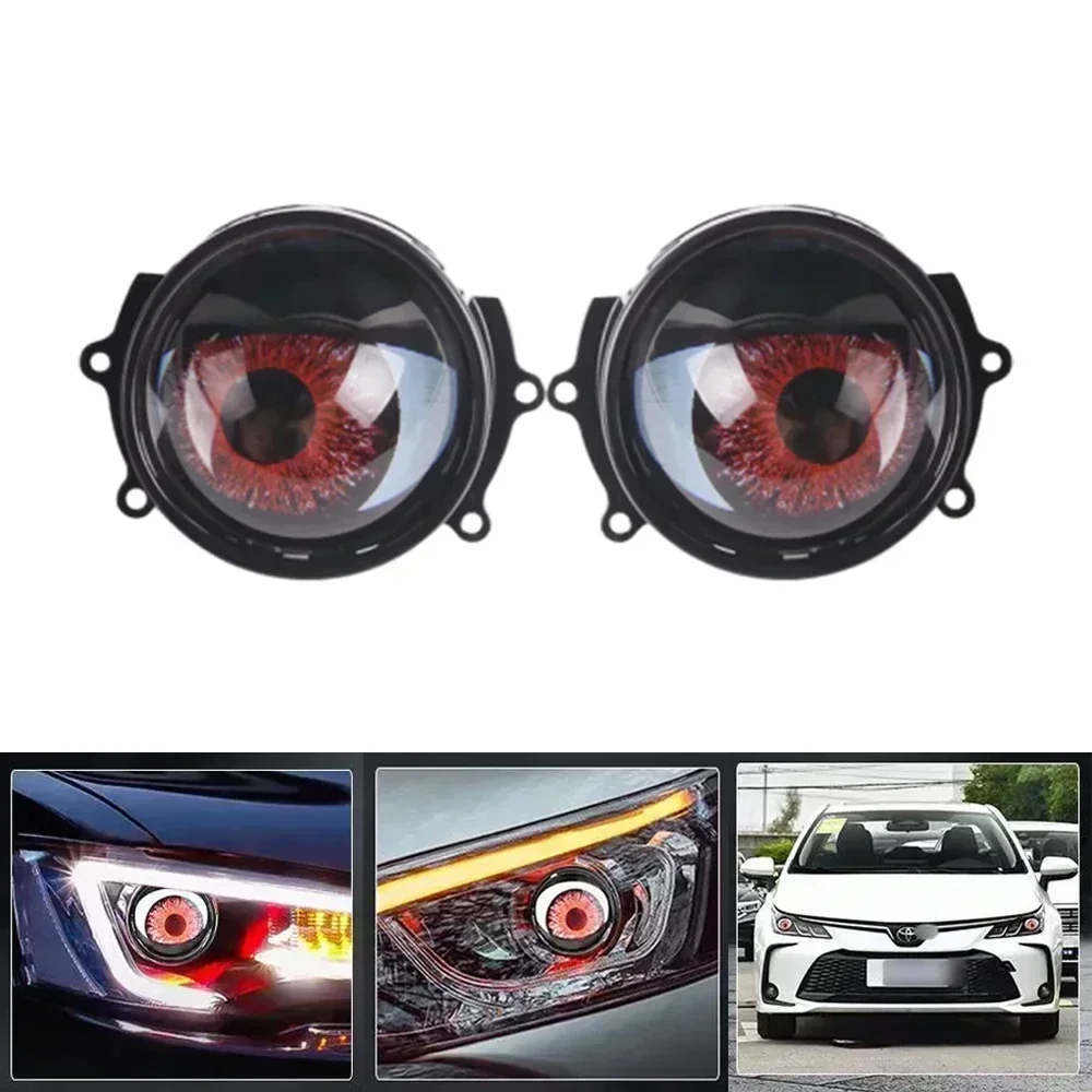 2pcs 3 Inch Car LED Devil Eyes Demon Evil Eye Lenses 12V For Car WIFI Control Eyes Retrofit Kits Fitting Car Light Accessories