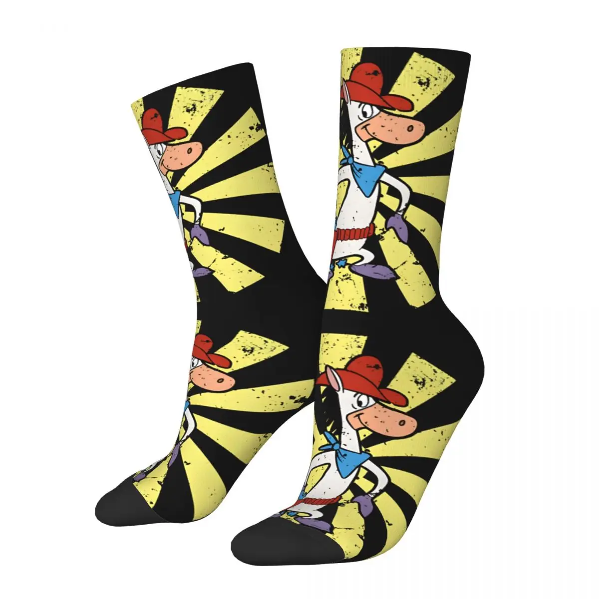 Crazy compression Horse Sock for Men Vintage Q-Quick Draw McGraw Show Quality Pattern Crew Sock Novelty