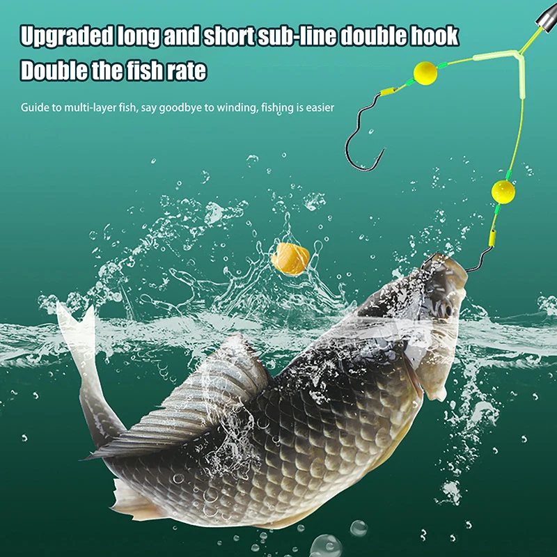 جديد 1 قطعة هوك مزدوج الصيد الشعر الحفارات هوك عكس أسفل خط تعليق الكارب الصيد هوك جاهز مكافحة أسفل الكارب الحفارات #5