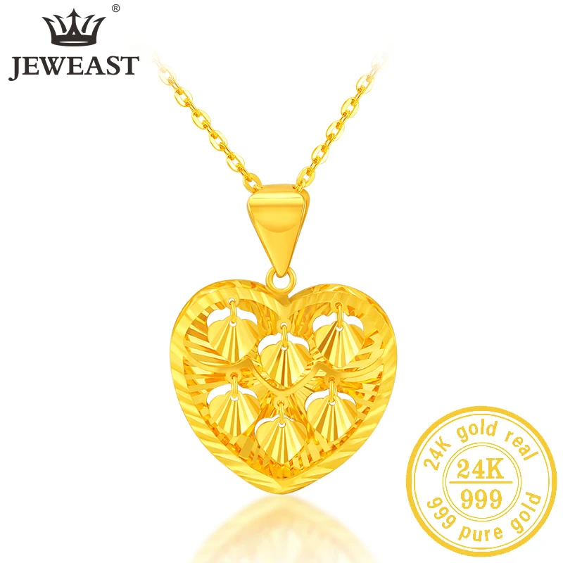 

JLZB 24K Pure Gold Pendant Real AU 999 Solid Gold Charm Nice Shiny Heart Upscale Trendy Classic Fine Jewelry Hot Sell New 2023