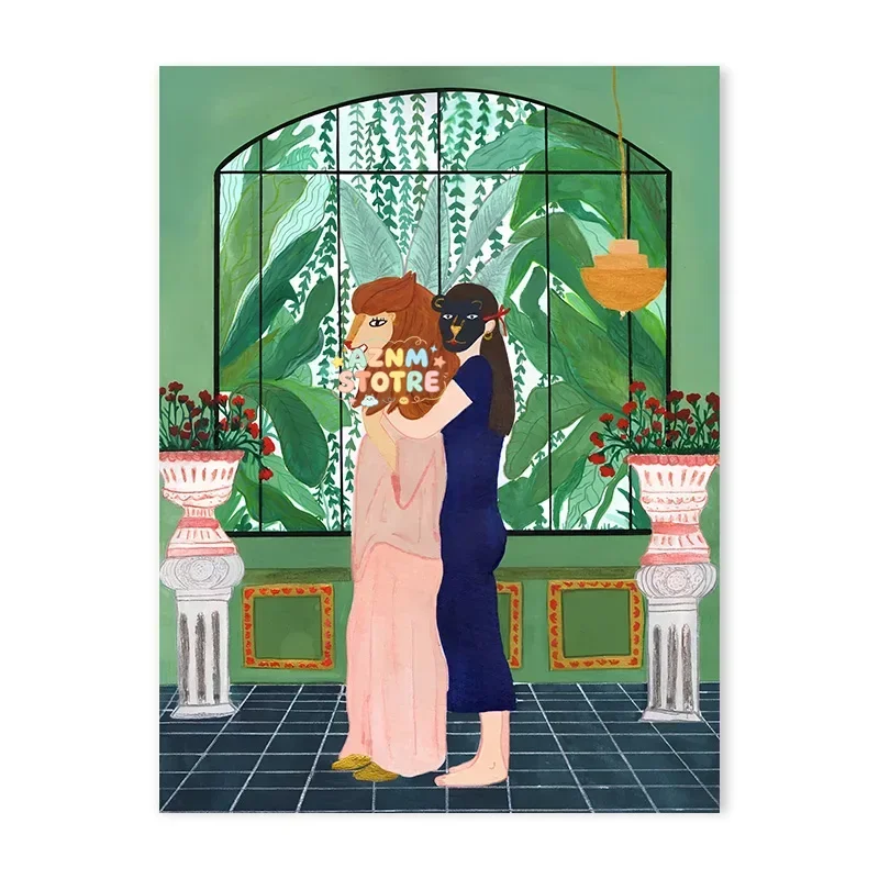 Colourful Avant-Garde Abstract Art Women Poster Jungle Pajamas Funny Daily Life Canvas Painting Home Decor Wall Art
