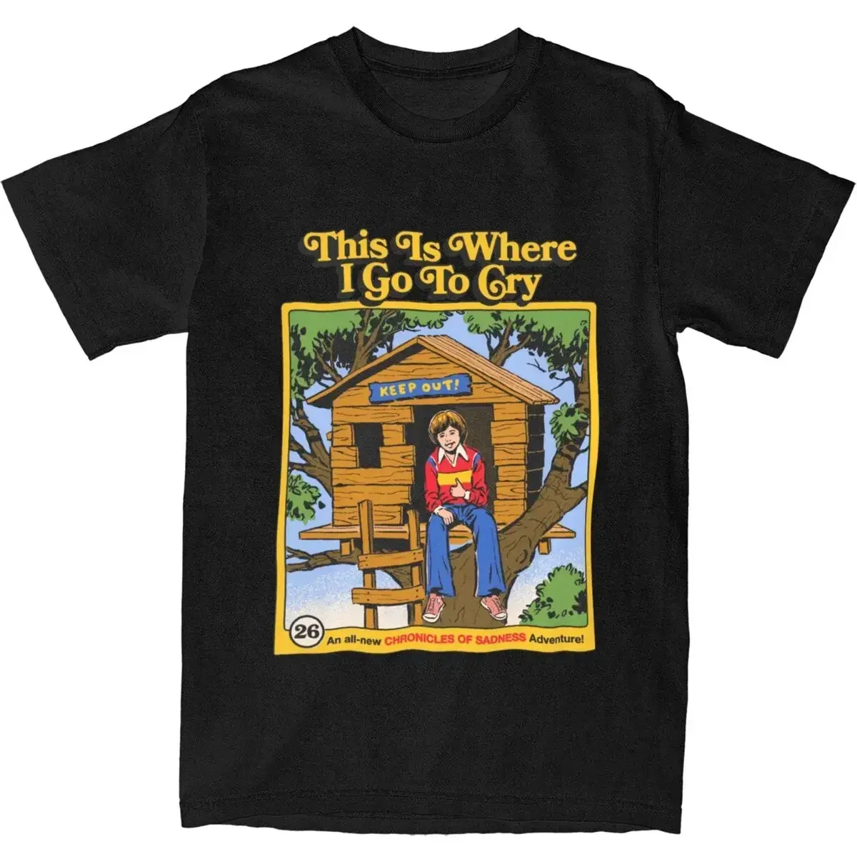 Nostalgia Vintage 70S 80S Humor Accessories Shirt For Men Women Tree House Cartoon Vintage 100% Cotton Graphic Printing Tops