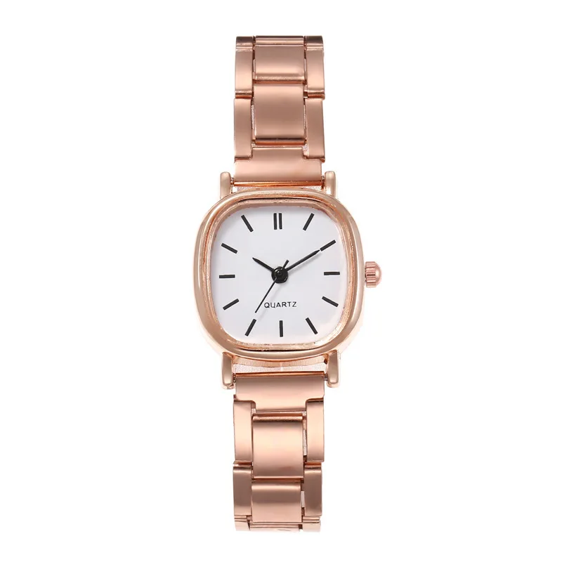 Retro Compact Simple Women's Square Student Watch with Steel Strap Fashionable Quartz Timepiece can be customized