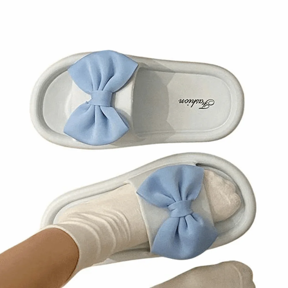 

Korean Ins Style Cartoon Bow Slippers 3D Bowknot Platform Thick Soled Slippers Thick EVA Outer Wear Shoes Summer Beach