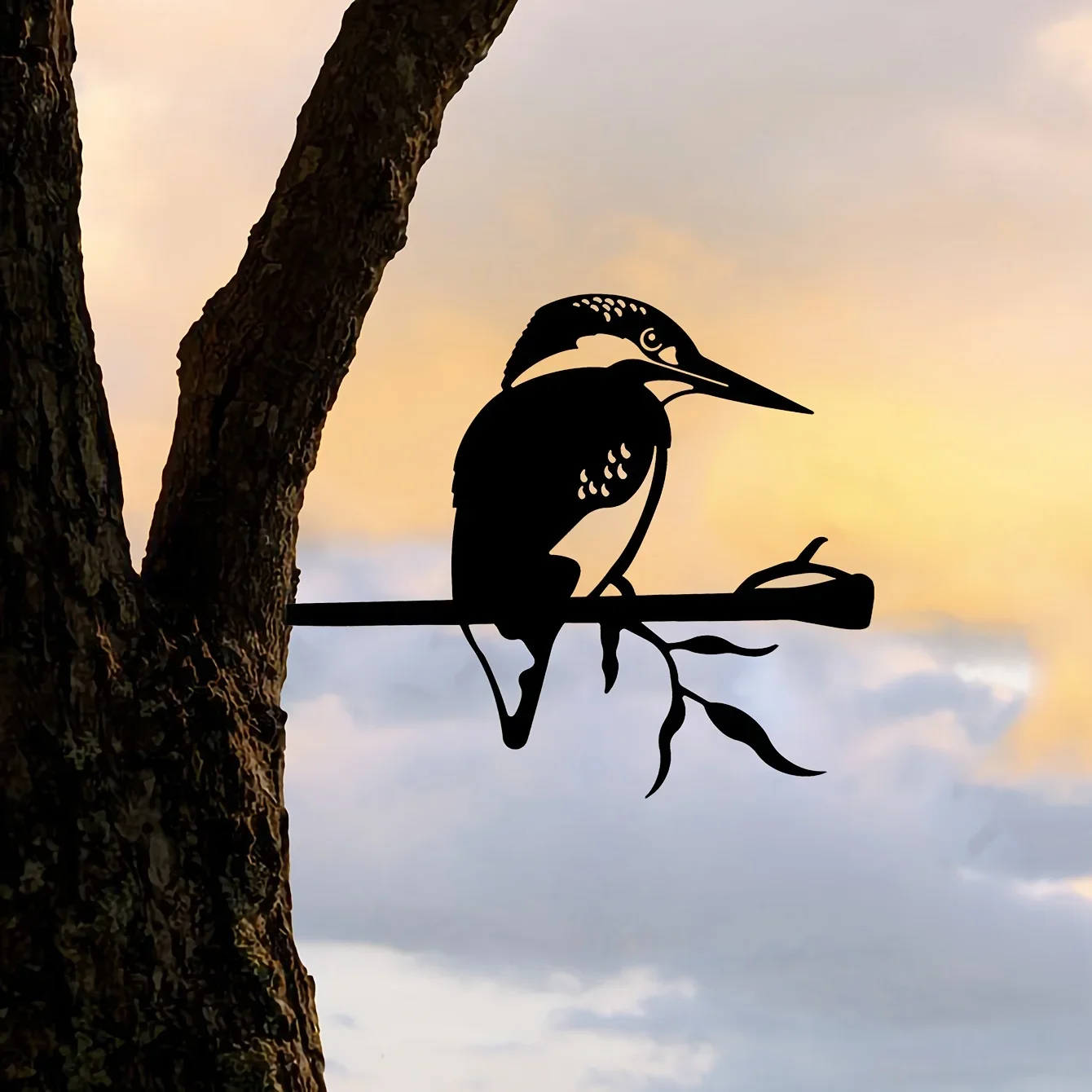 1pc,  Bird Iron Art Silhouette Garden Courtyard Decoration Outdoor Wooden Stake Fence Design Decoration Plugin