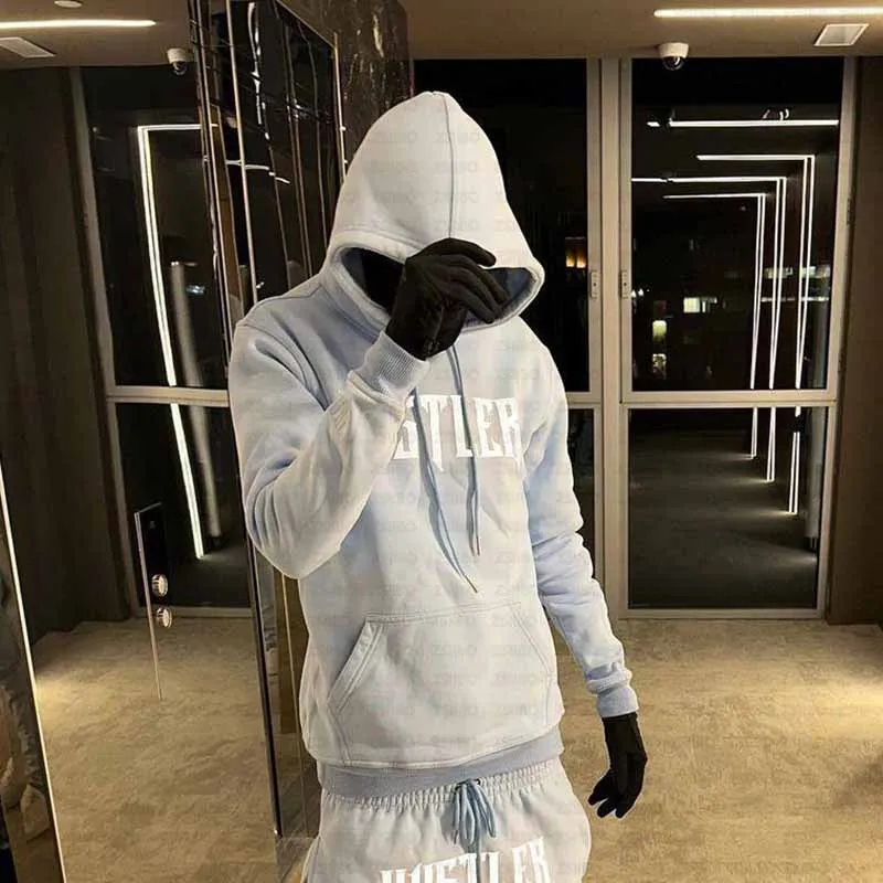 

European American Fashion Trend Hip-Hop Loose Hooded Sweatshirt Top High Street Letter Printed Pullover Sweatshirt Men Women