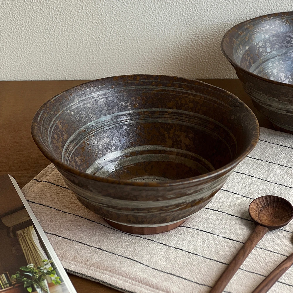 

7.5In Japanese Style Vintage Ceramic Bowl Round Hotel Restaurant Homehold Under Glazed Tableware Lunch Noodles Soup Salad Bowls
