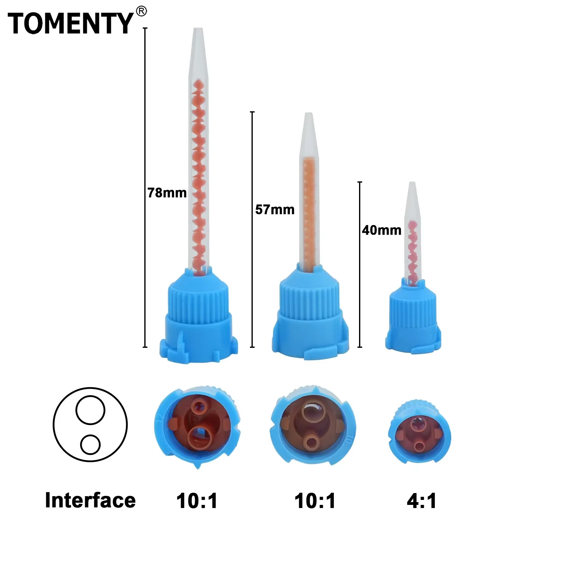 TOMENTY 50 قطعة نصائح خلط الأسنان المتاح الفوهات خلط ل الانطباع المواد مختبر مطاط السيليكون نقل خلط أنبوبة رأسية #2