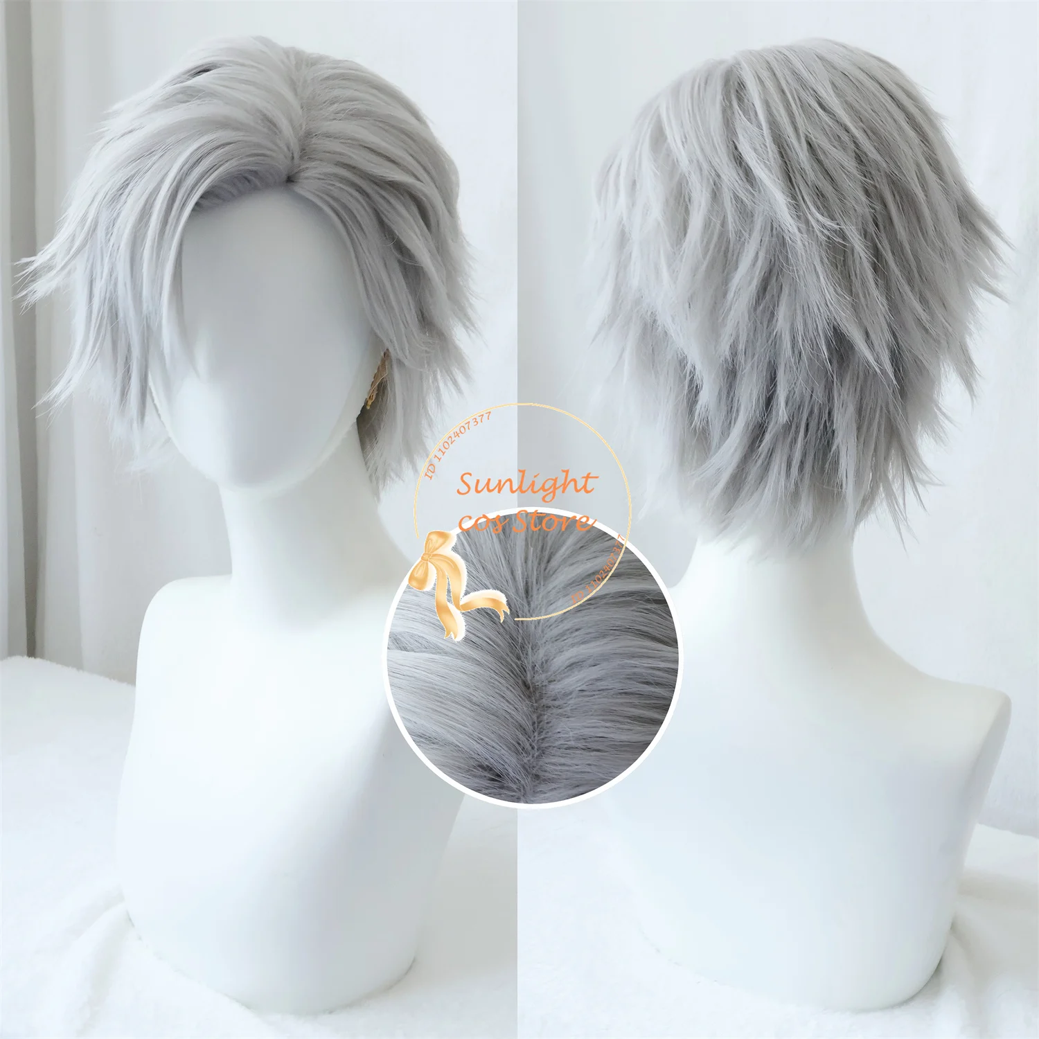 Sylus Cosplay Wig 30cm Grey Fluffy Short Wig Cosplay Anime Wigs Heat Resistant Synthetic Hair + Wig Cap