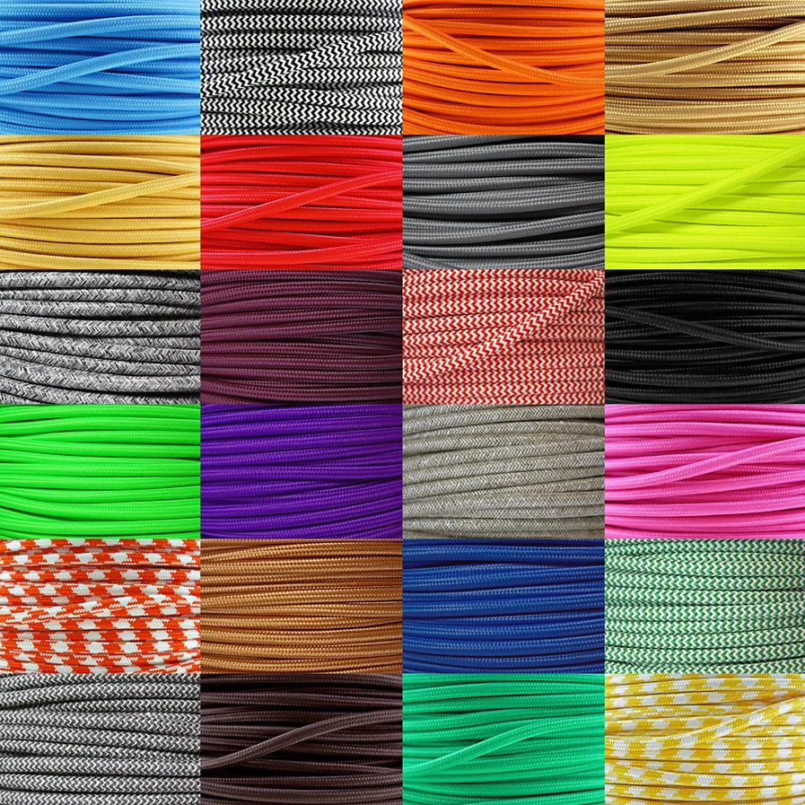 2 Meters/Lot different Colours,Vintage Fabric Copper Eletrical Wire(2*0.75mm) Fabric Wire Cord