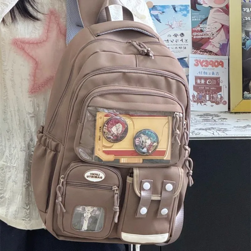 HAEX Harajuku Women Ita Bags 2025 Large Capacity Pockets Students Backpacks School Season DIY Anime Badge Mochilas Para Mujer