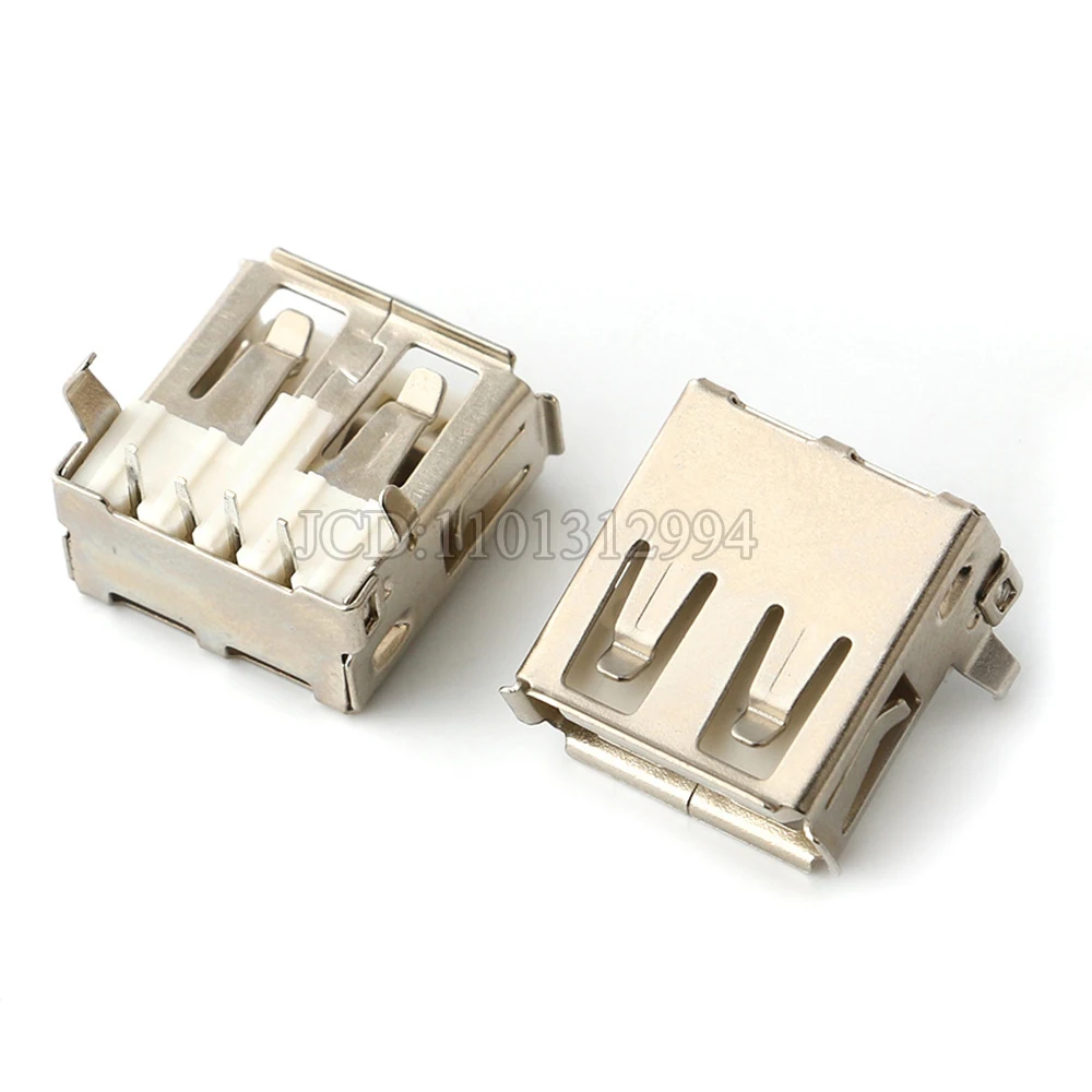 10pcs USB 2.0 Type A Female Jack Port 4Pin DIP Soldering Connector PCB Socket USB-A Type Right Angle