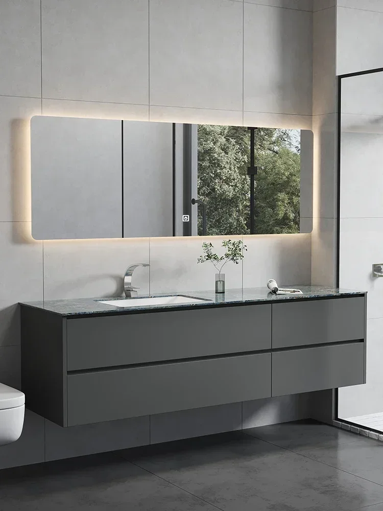 

Design Bathroom Table Stone Plate Integrated Bathroom Cabinet Combination Hand Washing Washbasin Modern Simplicity