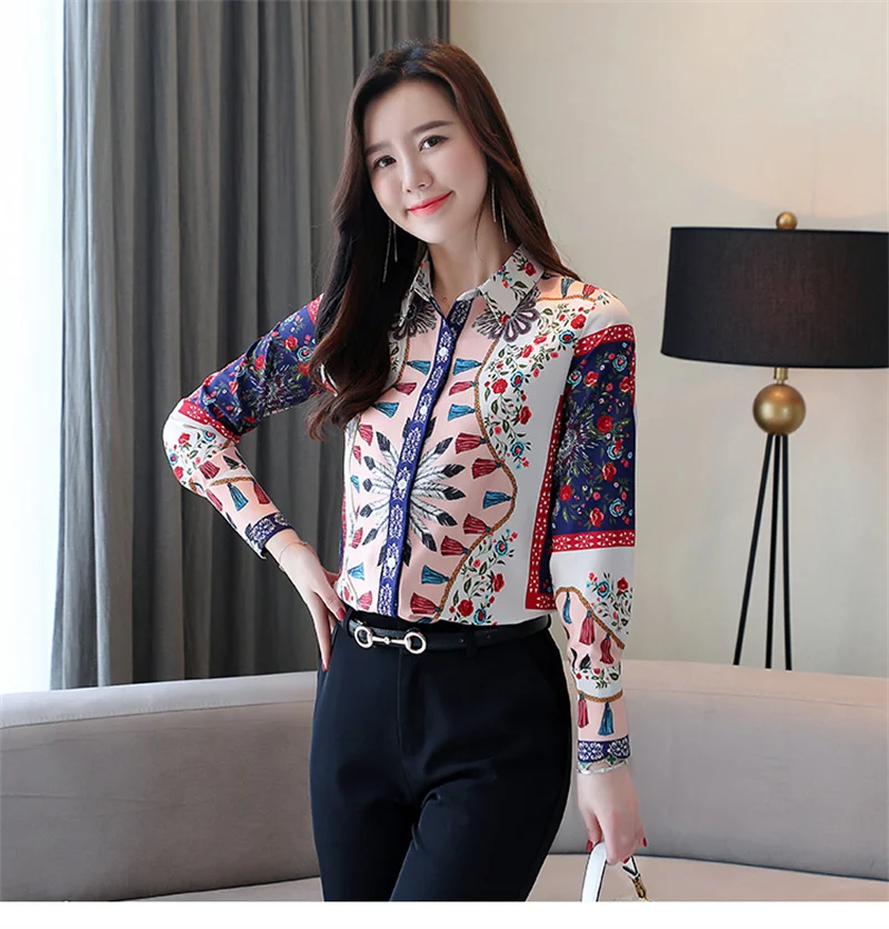 Fanieces Camisas De Mujer Print Shirt Voor Dames Lange Mouwen Turn-Down Collare Knoop Blouse Dames Zomer Herfst Viovers ﻿