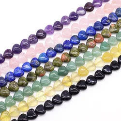 10mm Natural Stone Heart Loose Beads Opal Amethyst Tourmaline Spacer Bead for Jewelry Making DIY Necklace Bracelet Accessories