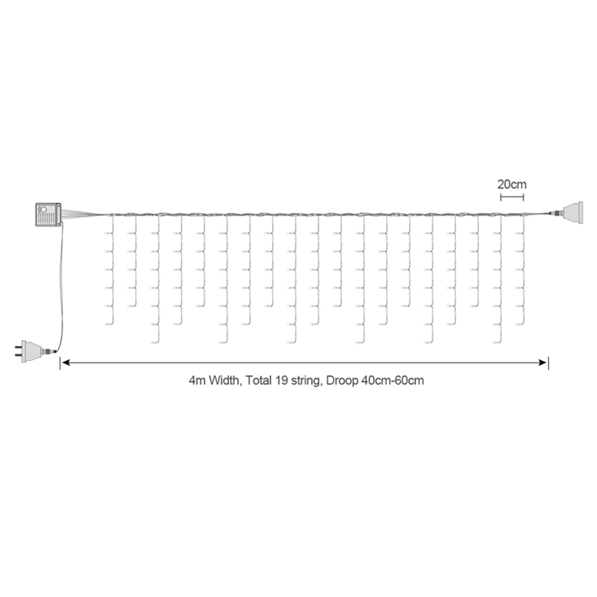 فناء أمبينيت ديكور عيد الميلاد جليد سلسلة أضواء مع 220 فولت الاتحاد الأوروبي قابس طاقة تدلى 0.4-0.6 متر LED الستار درج درابزين مصباح