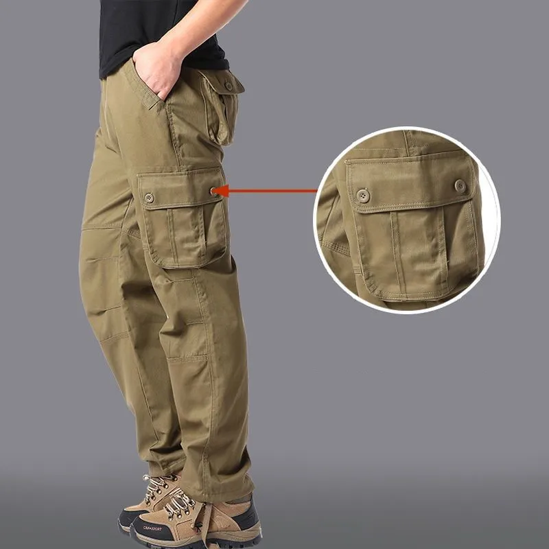 

Men's Multi Pockets Cargo Pants Casual Military Tactical Pants Male Outwear Army Straight Slacks Long Trousers Large Size 44