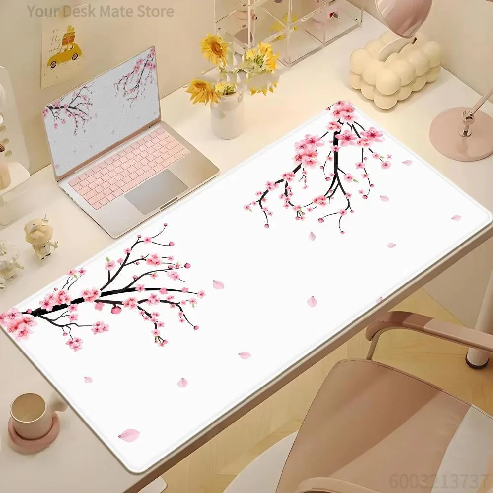 Elegant Floral Mouse Pad Waterproof Non‑Slip Minimal Plum Blossom Branch Gentle Petal Print Mousepad PC Laptop Desk Accessory