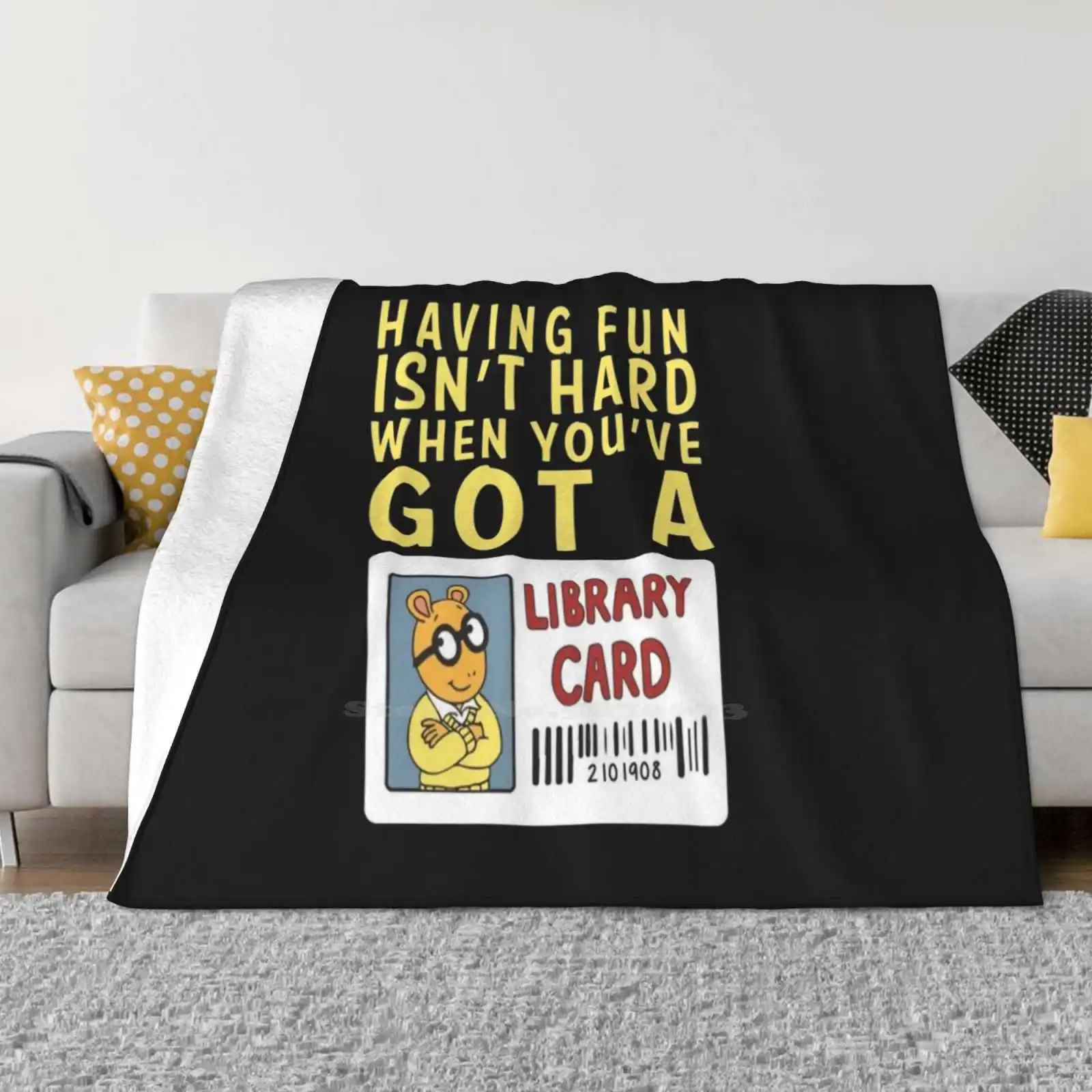 Arthur Library Card New Selling Custom Print Flannel Soft Blanket Arthur Library Cartoon Tv Show Fun