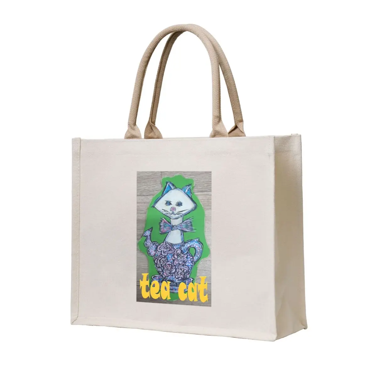 

TEA CAT Tote Bag canvas tote bags shopping bag Canvas bag for women