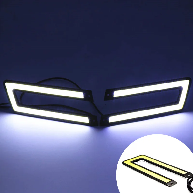 1 زوج U-شكل مشرق LED أضواء السيارة COB LED النهار القيادة سيارة القيادة أضواء الضباب مشرق LED تشغيل أضواء الملحقات