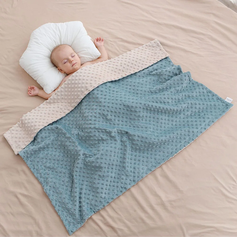 Baby Swaddle Wrap Blanket Soft Plush Receiving Blankets Boys Girls with Raised Dots Kids Air Conditioning Blanket 75*100cm