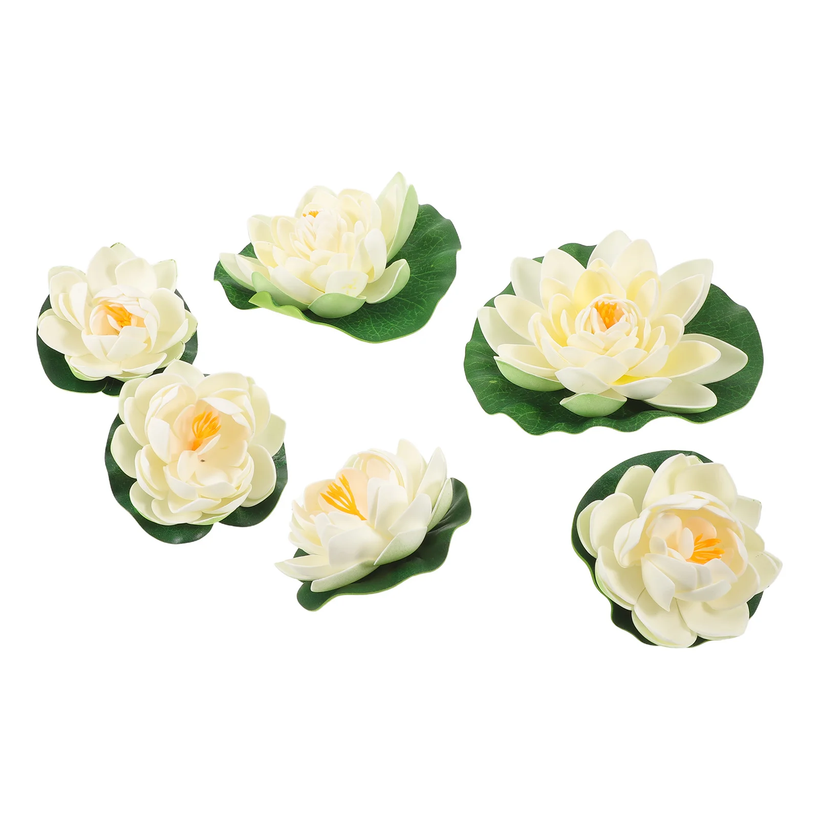 6개 인공 수련꽃 폼 워터 릴리스 리얼리틱 릴리 패드 연못 수영장 정원 수족관 어항 야외용