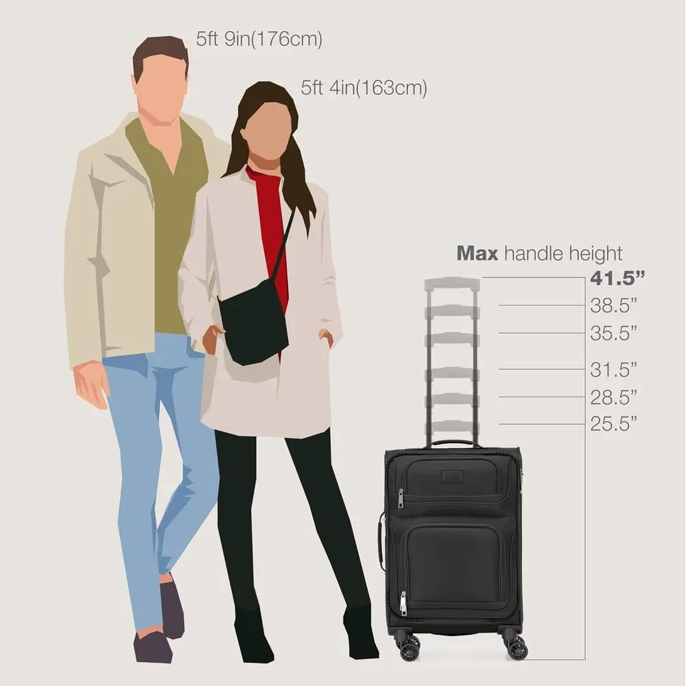 Rio 4-Wheel Lightweight Carry-On Suitcase, Black