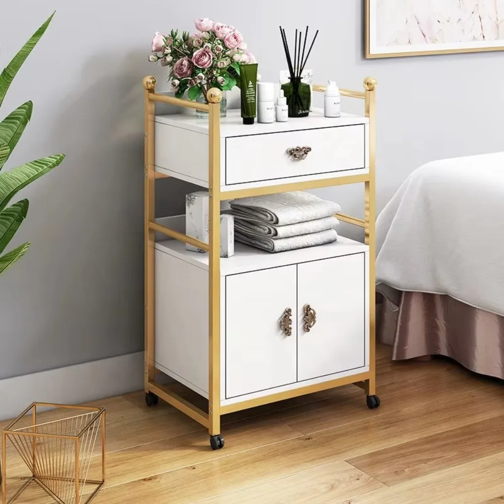 

Mobile Salon Storage Cabinet with Wheels 1 Drawer 2 Trays High-quality Density Board