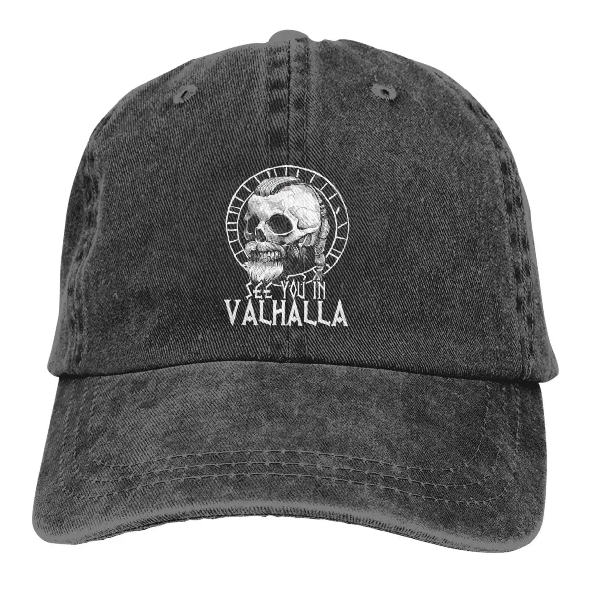 Pure Color Dad Hats See You In Valhalla Rune Circle Women's Hat Sun Visor Baseball Caps Peaked Cap
