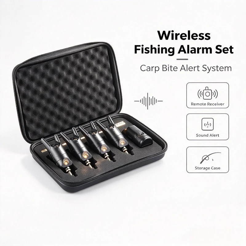 Wireless Electronic Carp Fishing Bite Alarm Set, Long Distance Receiver for Casting Rod Angling Tackle Kit