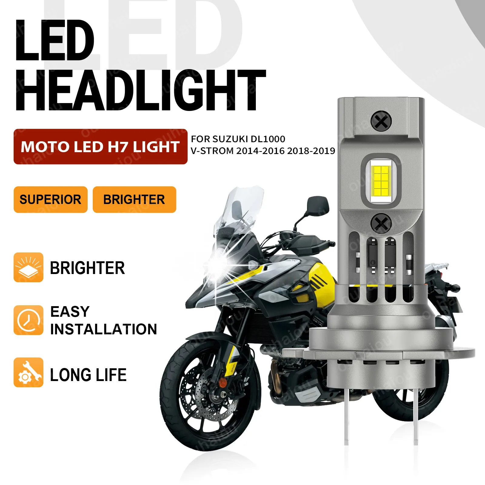 

For Suzuki DL1000 V-Strom 2014 2015 2016 2018 2019 Motorcycle H7 Bright White LED Bulbs Headlight 12V