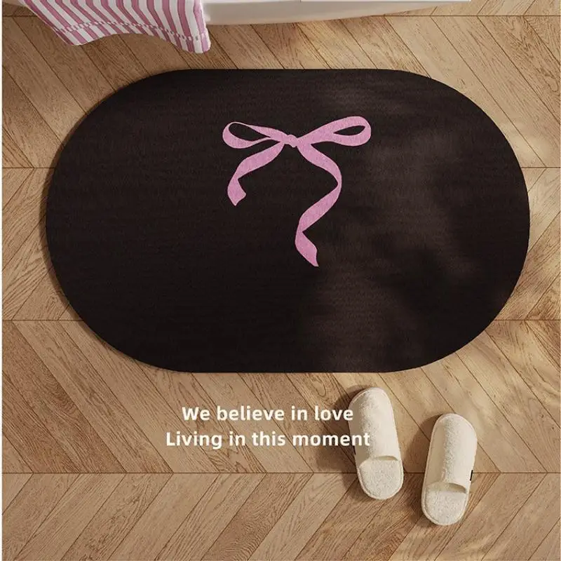

Ins Floral Bow Bathroom Diatom Mat Water-Absorbent Anti-Slip And Durable Floor Mat For Home Decoration Bathroom Mats