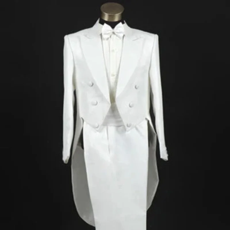 Trajes de hombre de 4 piezas (chaqueta + pantalones T + pajarita + cinturón) trajes de frac Blazers para hombre traje de esmoquin para novio de boda y graduación