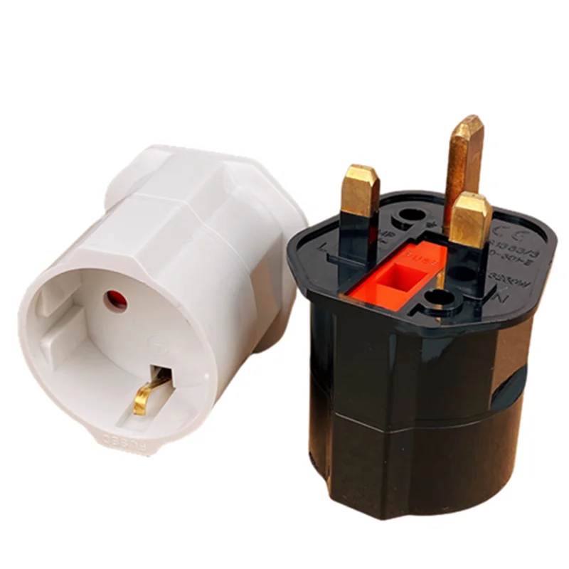 1PCS European 2 Pin to UK 3 Pin Plug Adaptor Euro EU Travel Mains Adapter