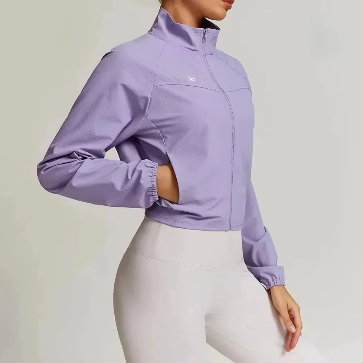 Women's Yoga Quick-drying Stand-up Neck Sports Jacket Thin Windproof Outdoor Running Fitness Long-sleeved Yoga Jacket image 4
