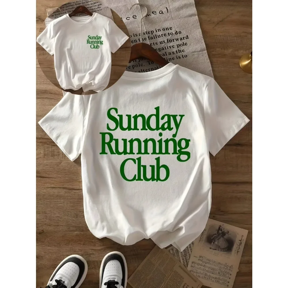 Camiseta con estampado de Sunday Running Club para mujer, camiseta transpirable, Top deportivo informal para correr, ropa diaria, camiseta informal con personalidad